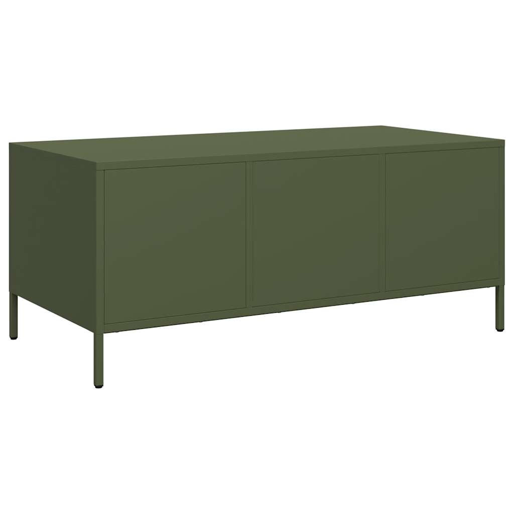 Table basse vert olive 101,5x50x43,5 cm acier laminé à froid - XIOS