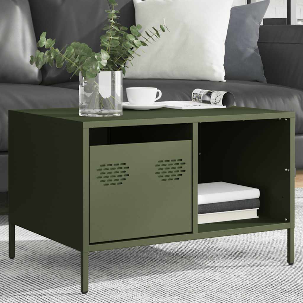 Table basse vert olive 68,5x50x43,5 cm acier laminé à froid - XIOS