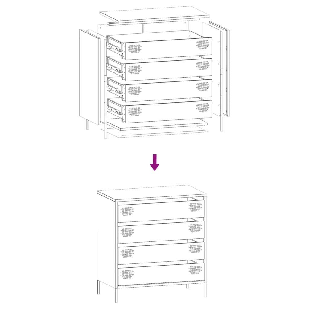 Buffet anthracite 68x39x73,5 cm acier laminé à froid - XIOS