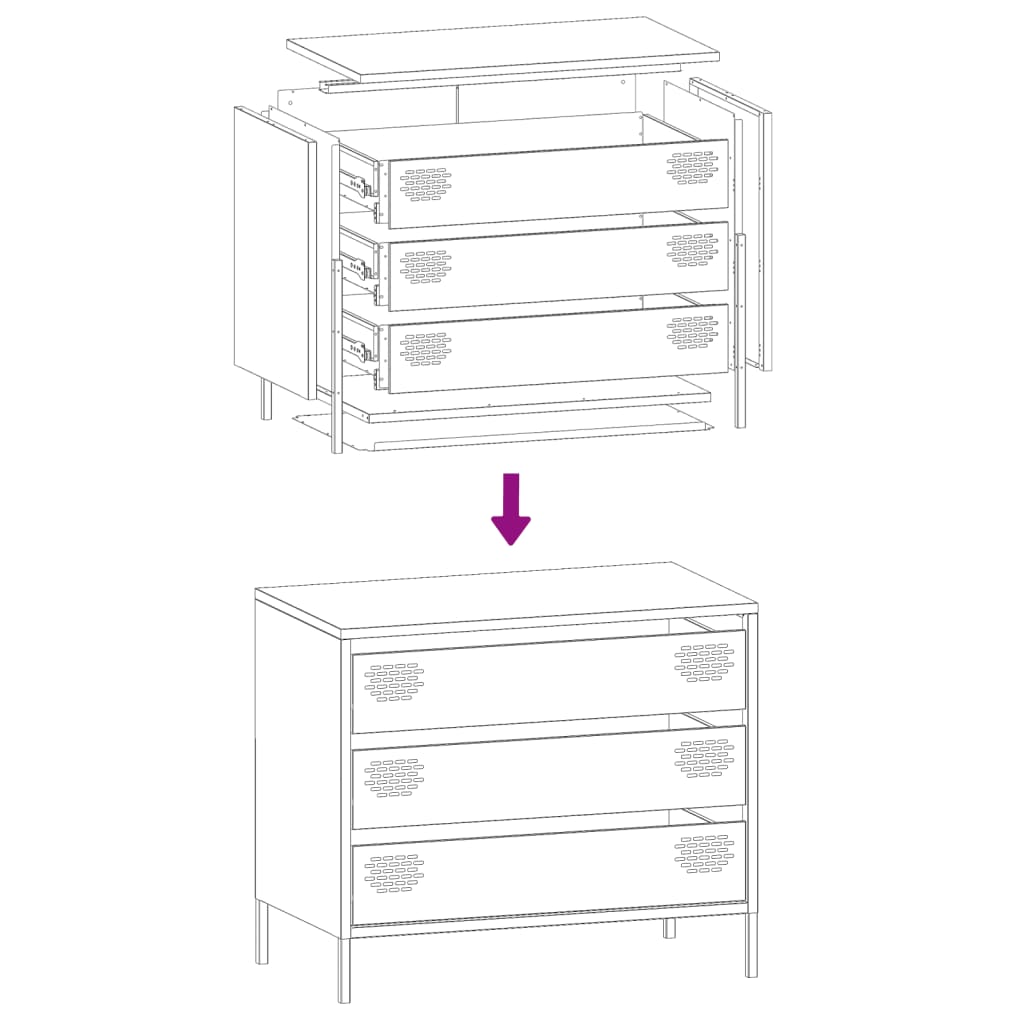 Buffet jaune moutarde 68x39x58,5 cm acier laminé à froid - XIOS