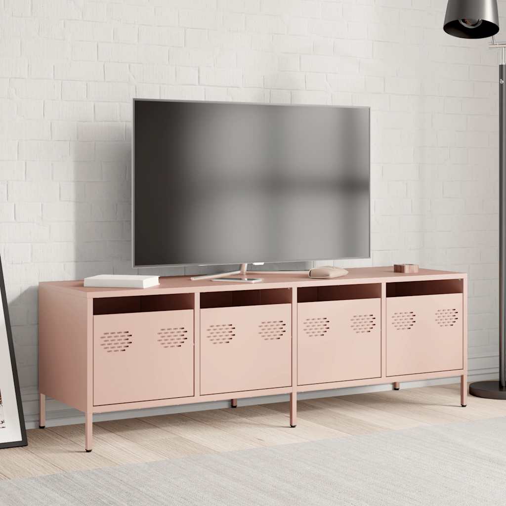 Meuble TV rose 135x39x43,5 cm acier laminé à froid - XIOS