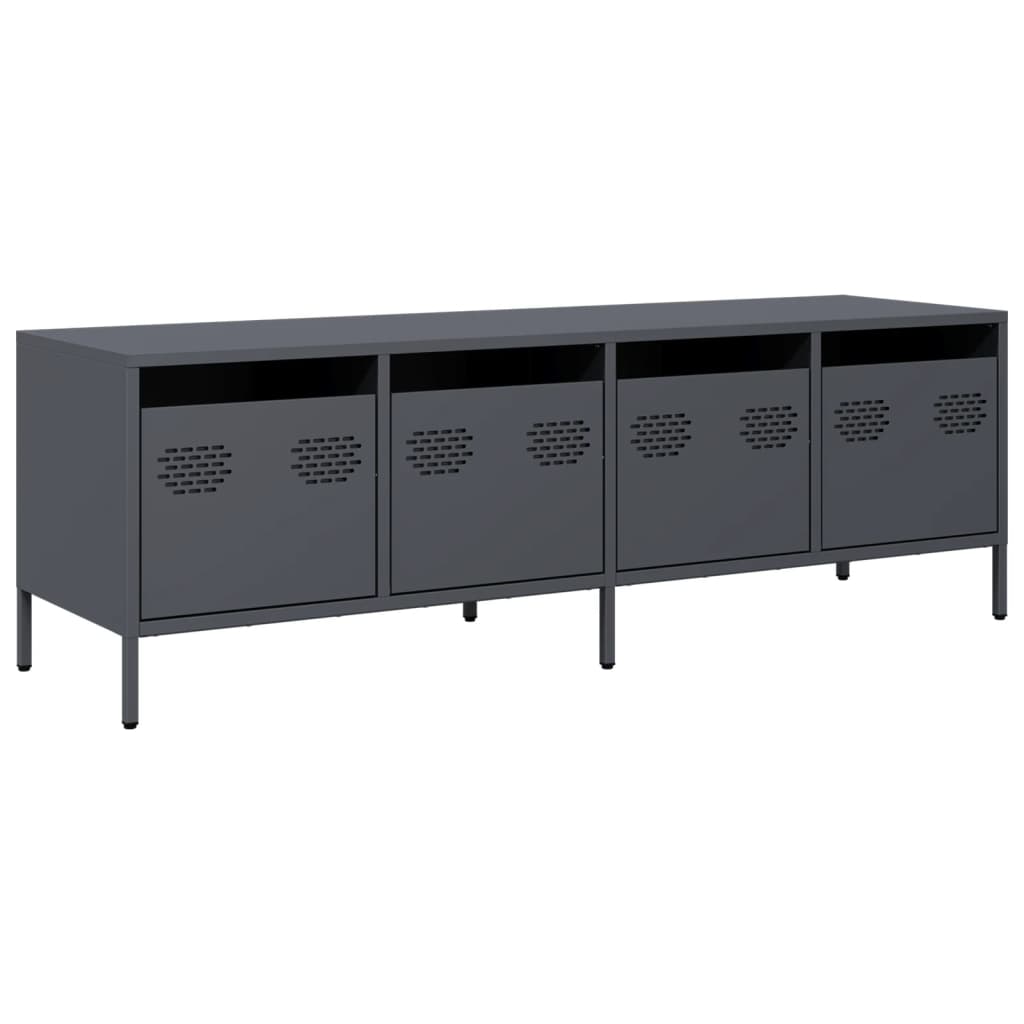 Meuble TV anthracite 135x39x43,5 cm acier laminé à froid - XIOS