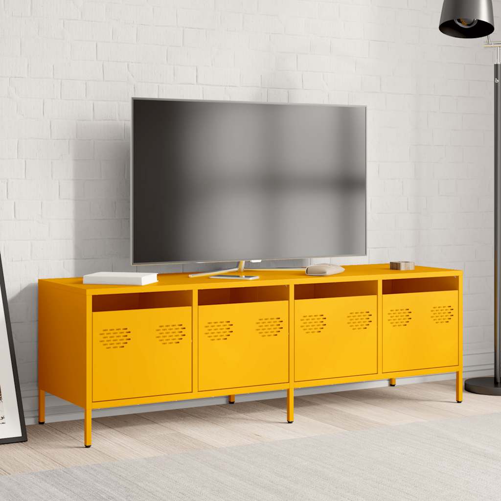 Meuble TV jaune moutarde 135x39x43,5 cm acier laminé à froid - XIOS