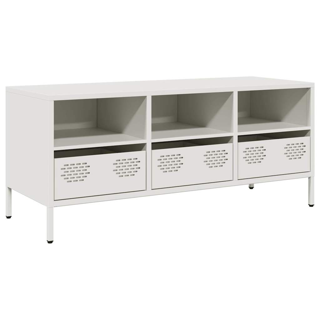 Meuble TV blanc 101,5x39x43,5 cm acier laminé à froid - XIOS