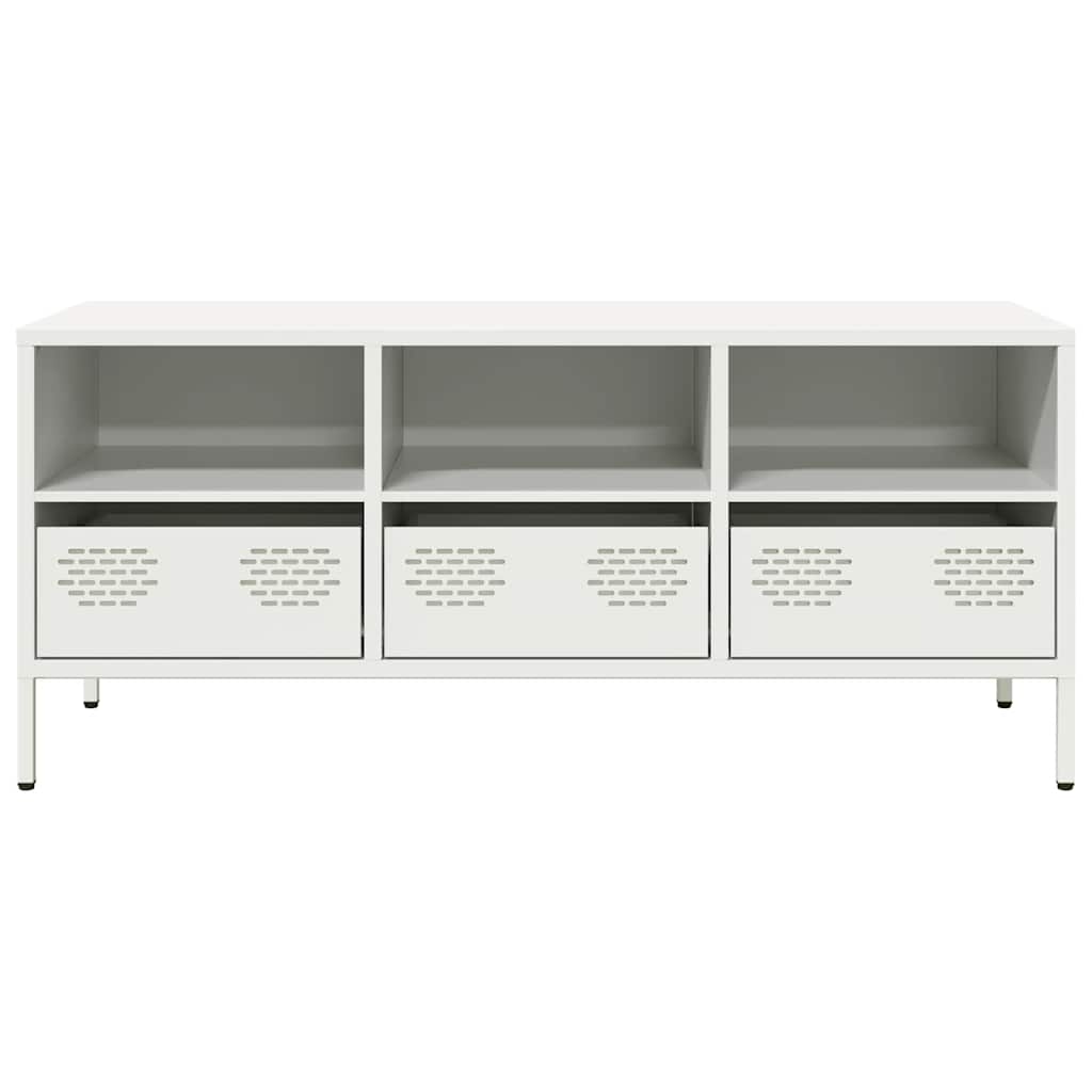 Meuble TV blanc 101,5x39x43,5 cm acier laminé à froid - XIOS