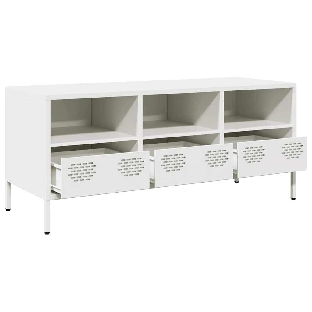 Meuble TV blanc 101,5x39x43,5 cm acier laminé à froid - XIOS