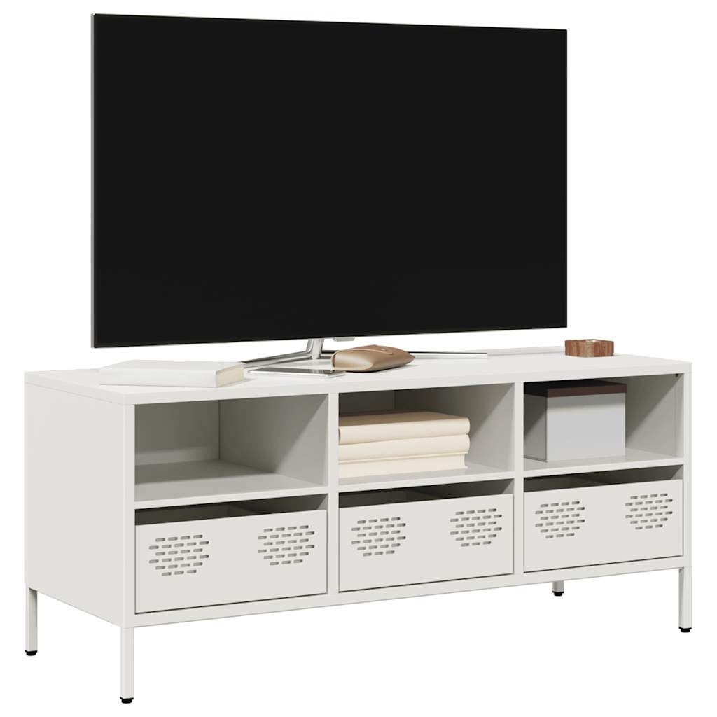 Meuble TV blanc 101,5x39x43,5 cm acier laminé à froid - XIOS