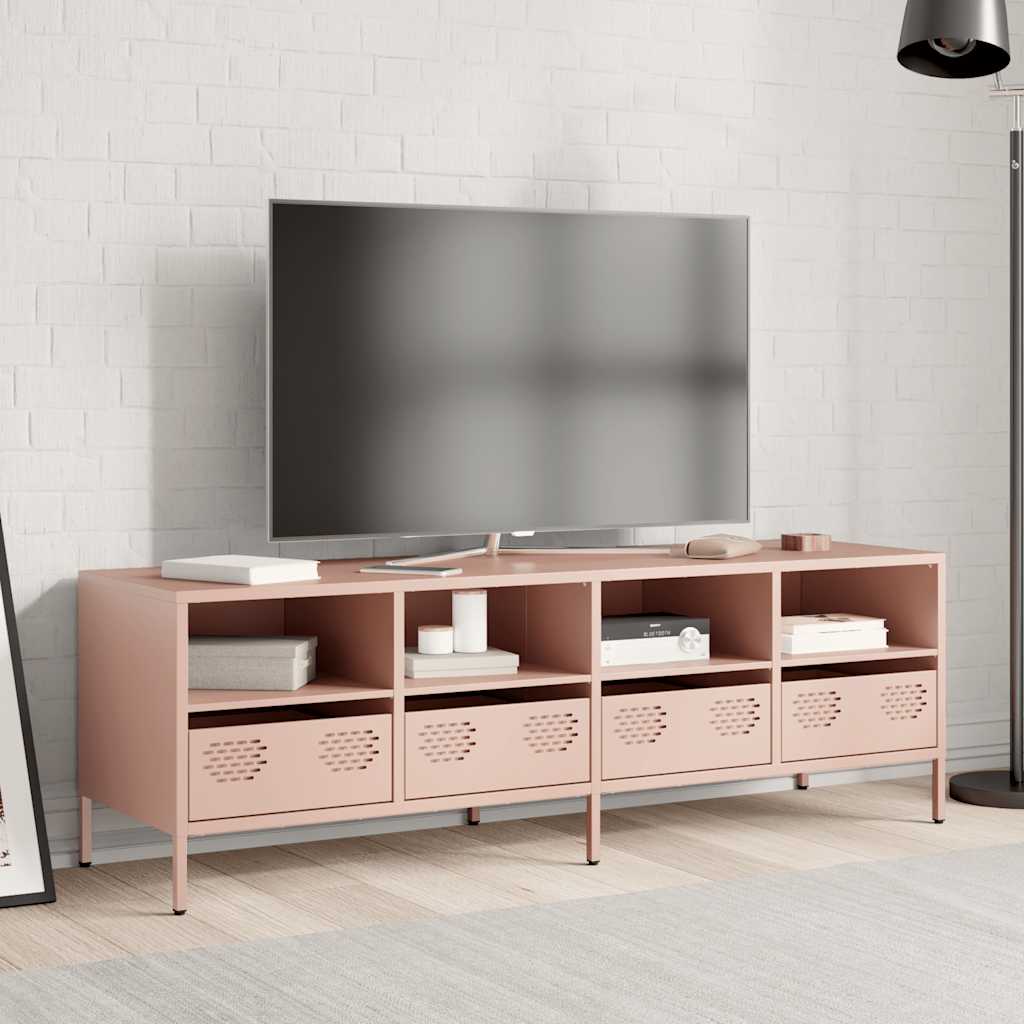 Meuble TV rose 135x39x43,5 cm acier laminé à froid - XIOS