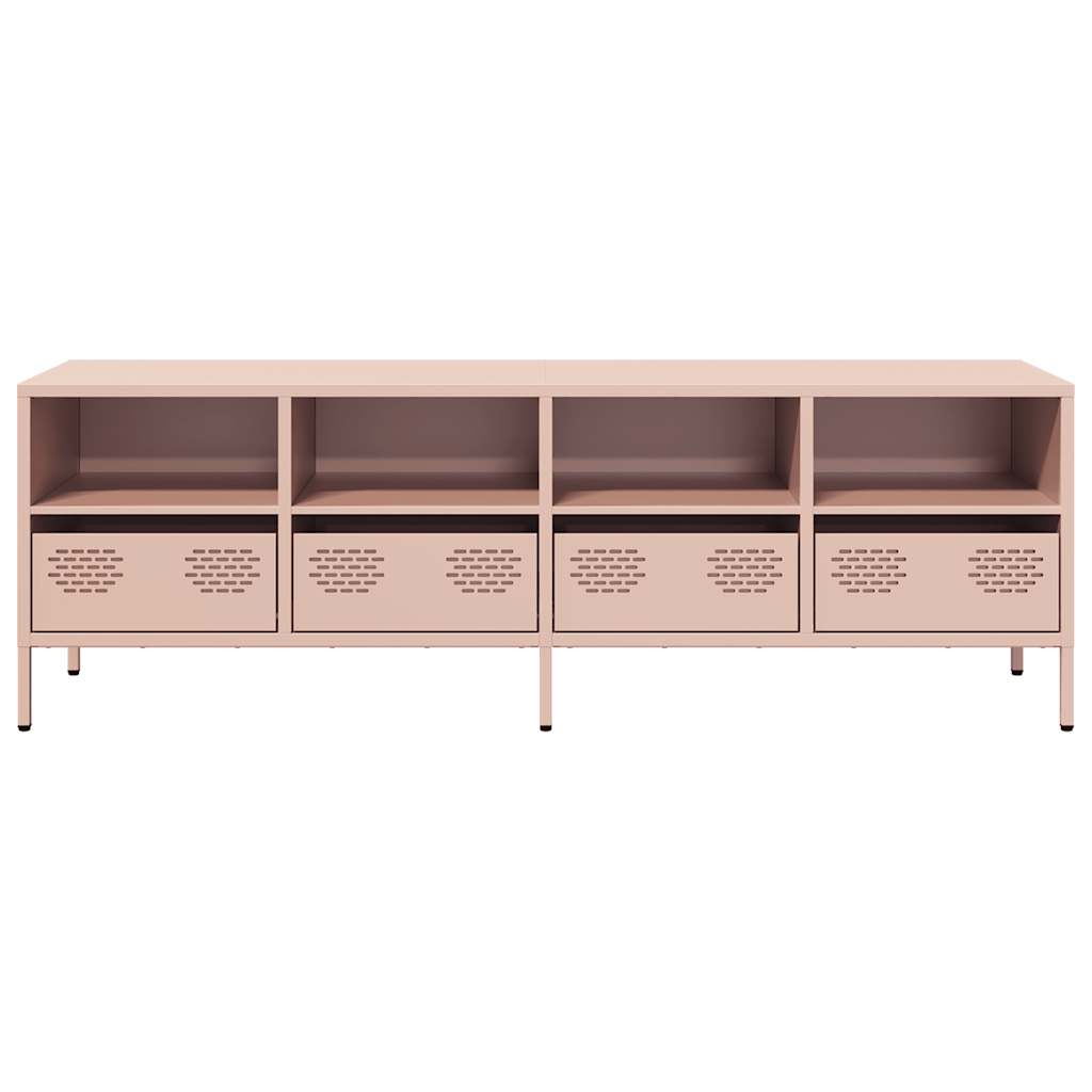 Meuble TV rose 135x39x43,5 cm acier laminé à froid - XIOS