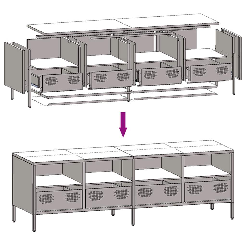 Meuble TV rose 135x39x43,5 cm acier laminé à froid - XIOS