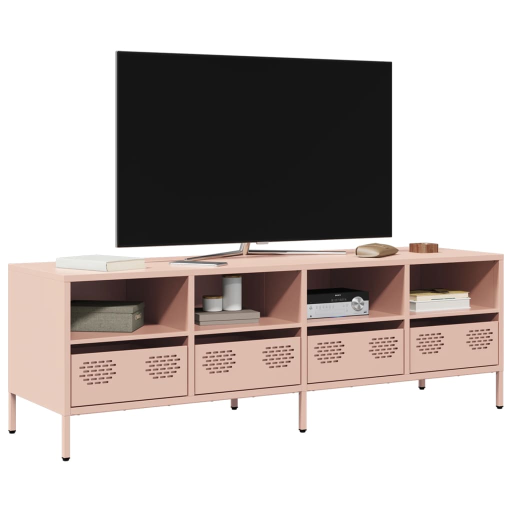 Meuble TV rose 135x39x43,5 cm acier laminé à froid - XIOS