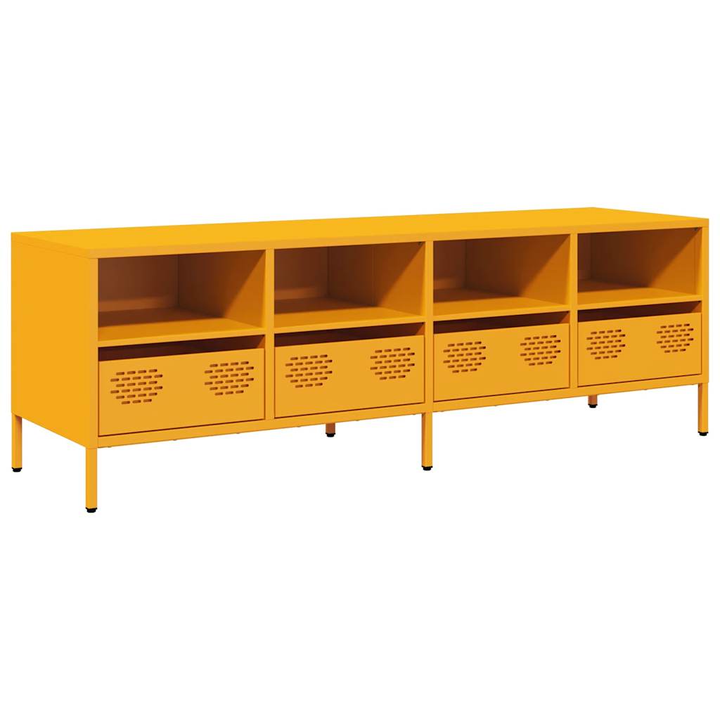 Meuble TV jaune moutarde 135x39x43,5 cm acier laminé à froid - XIOS