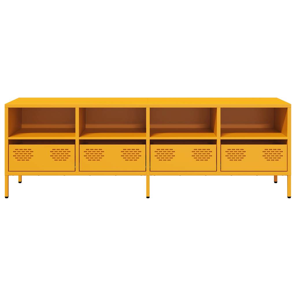 Meuble TV jaune moutarde 135x39x43,5 cm acier laminé à froid - XIOS