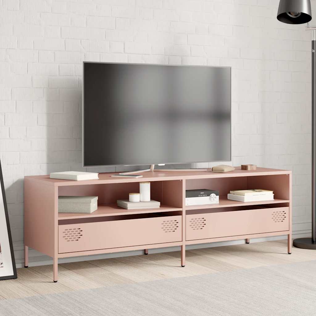 Meuble TV rose 135x39x43,5 cm acier laminé à froid - XIOS