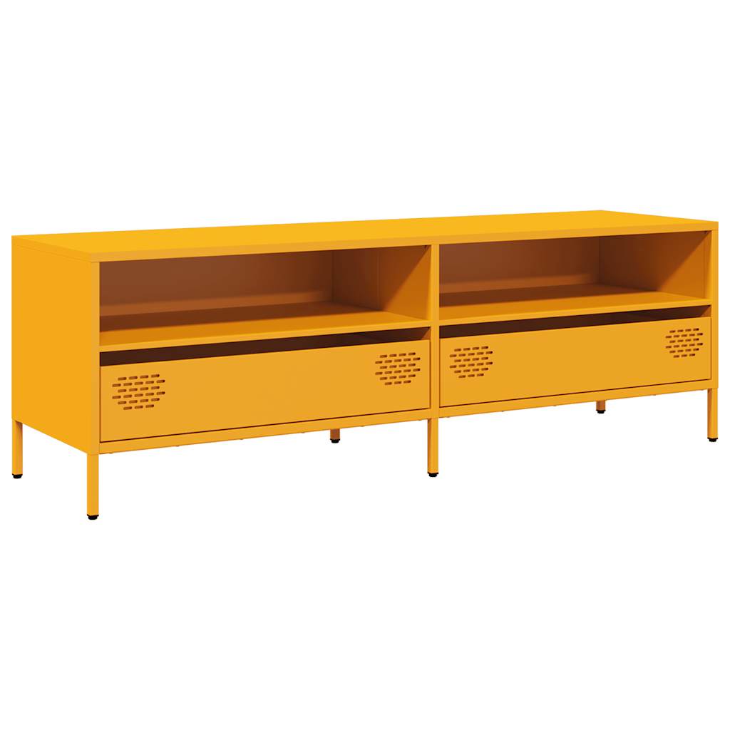 Meuble TV jaune moutarde 135x39x43,5 cm acier laminé à froid - XIOS
