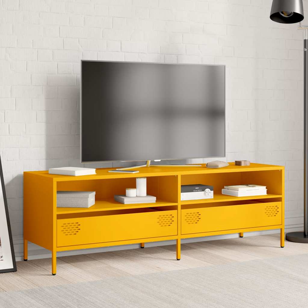 Meuble TV jaune moutarde 135x39x43,5 cm acier laminé à froid - XIOS