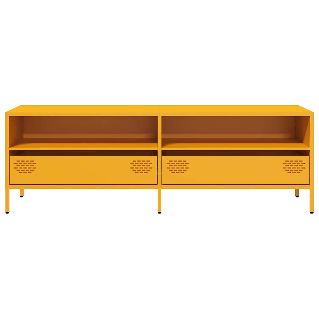 Meuble TV jaune moutarde 135x39x43,5 cm acier laminé à froid - XIOS