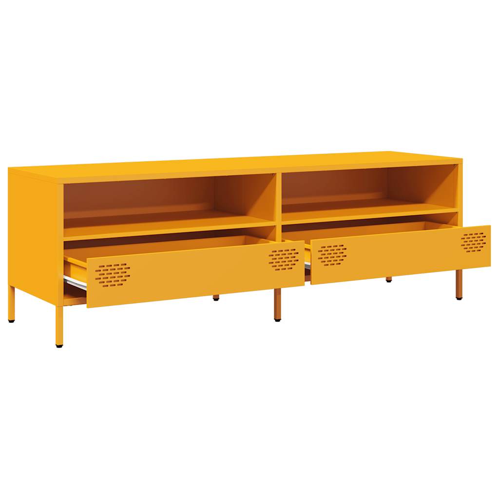 Meuble TV jaune moutarde 135x39x43,5 cm acier laminé à froid - XIOS