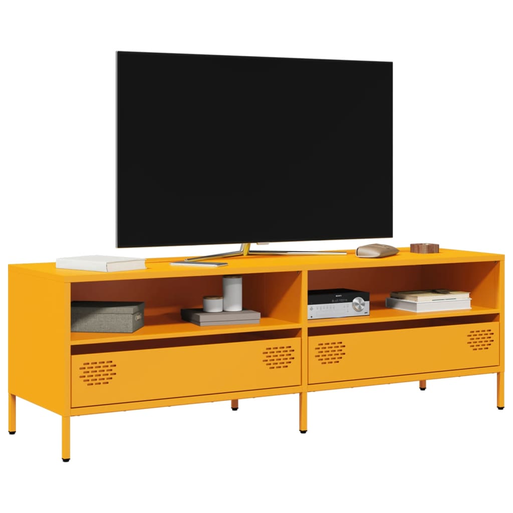 Meuble TV jaune moutarde 135x39x43,5 cm acier laminé à froid - XIOS