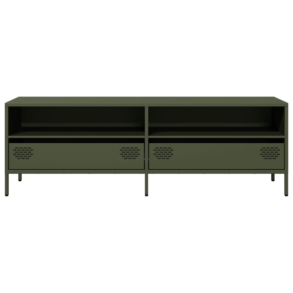 Meuble TV vert olive 135x39x43,5 cm acier laminé à froid - XIOS