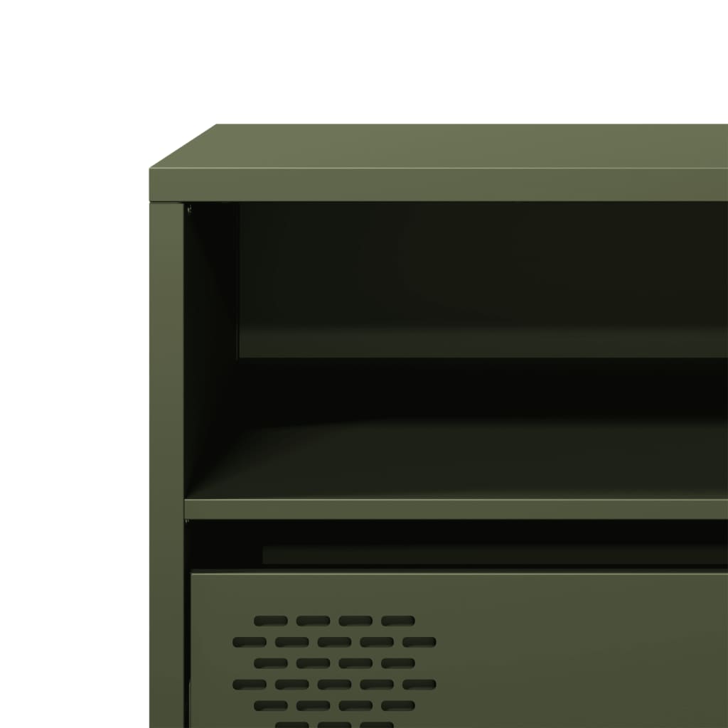 Meuble TV vert olive 135x39x43,5 cm acier laminé à froid - XIOS
