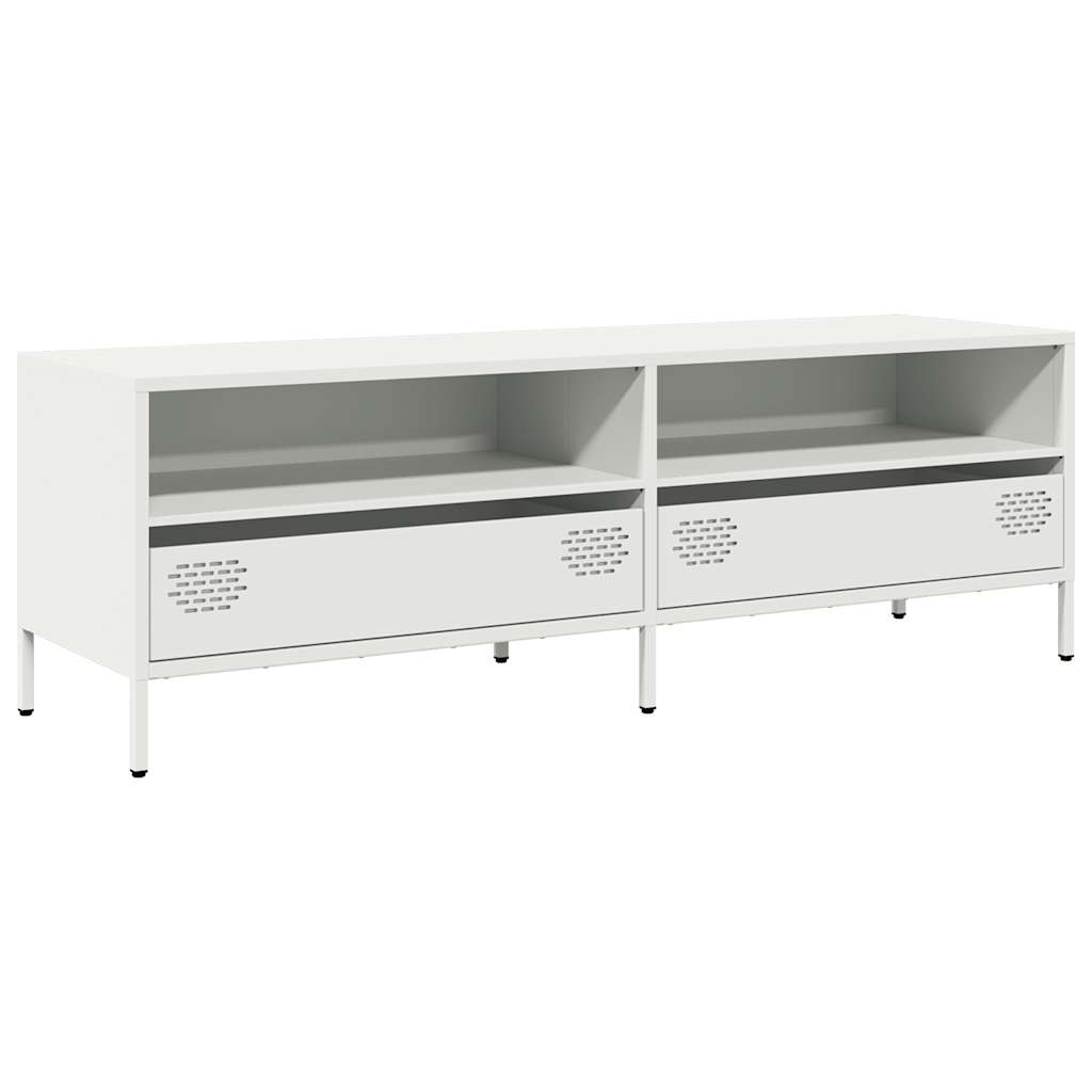 Meuble TV blanc 135x39x43,5 cm acier laminé à froid - XIOS