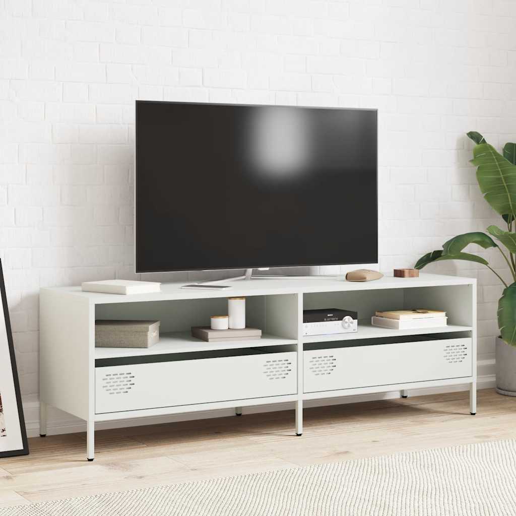 Meuble TV blanc 135x39x43,5 cm acier laminé à froid - XIOS