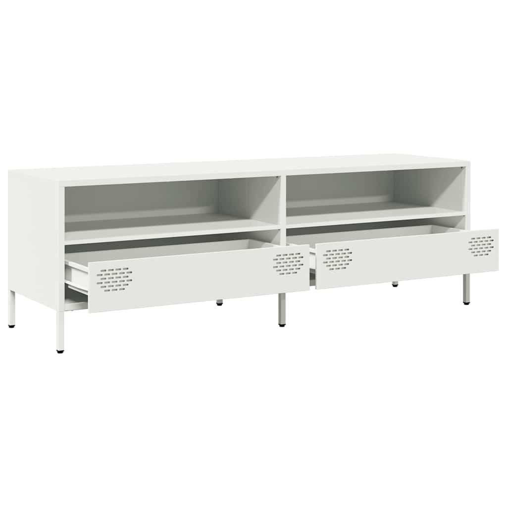 Meuble TV blanc 135x39x43,5 cm acier laminé à froid - XIOS