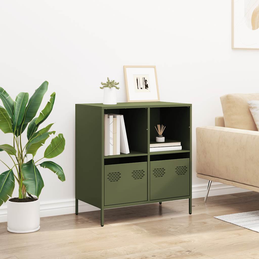 Buffet vert olive 68x39x73,5 cm acier laminé à froid - XIOS