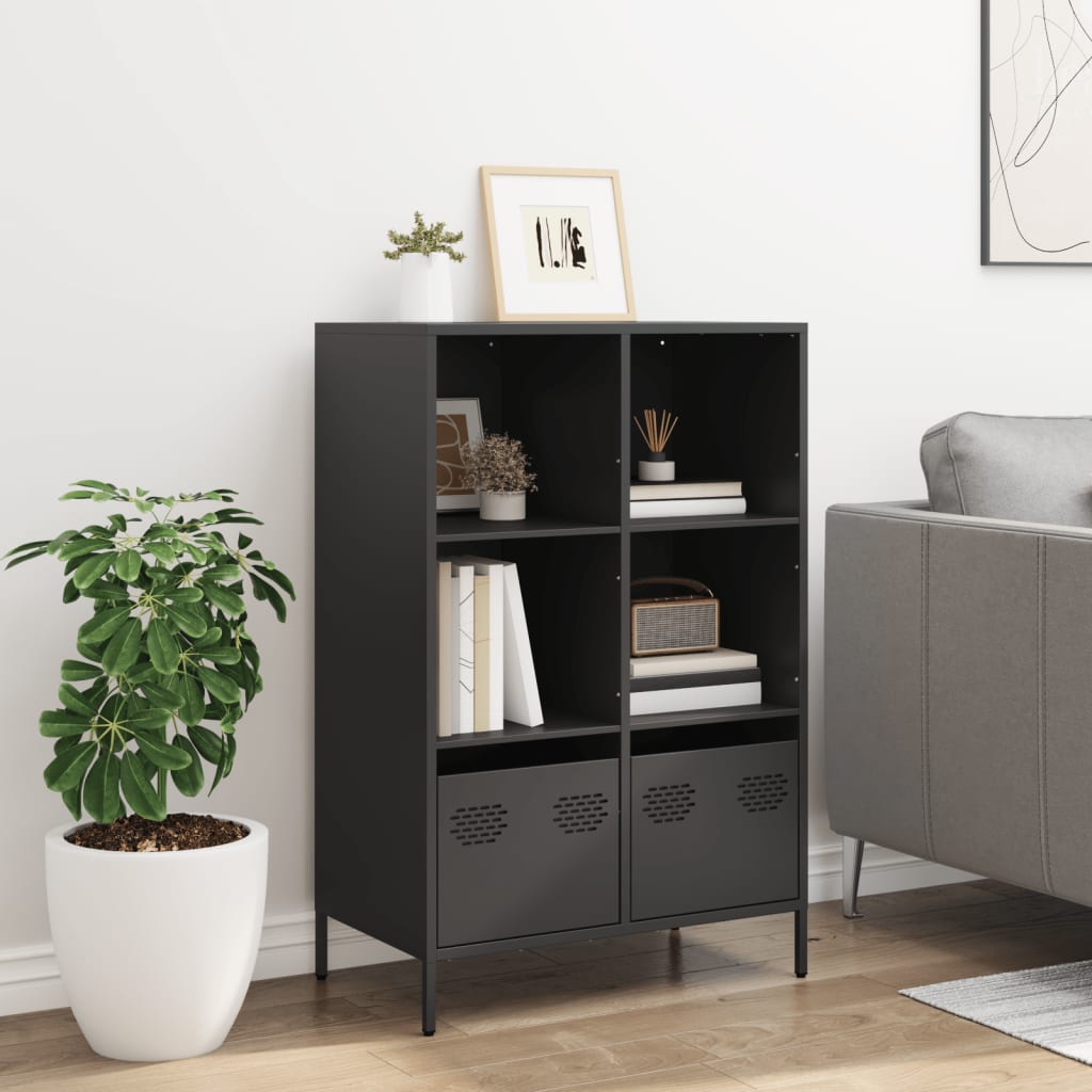Buffet haut noir 68x39x103,5 cm acier - XIOS