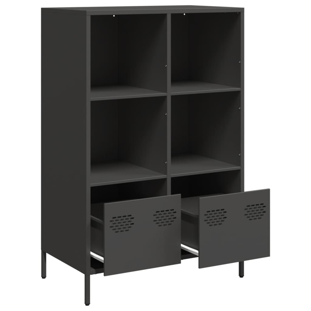 Buffet haut noir 68x39x103,5 cm acier - XIOS