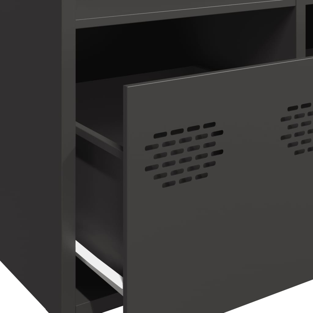 Buffet haut noir 68x39x103,5 cm acier - XIOS