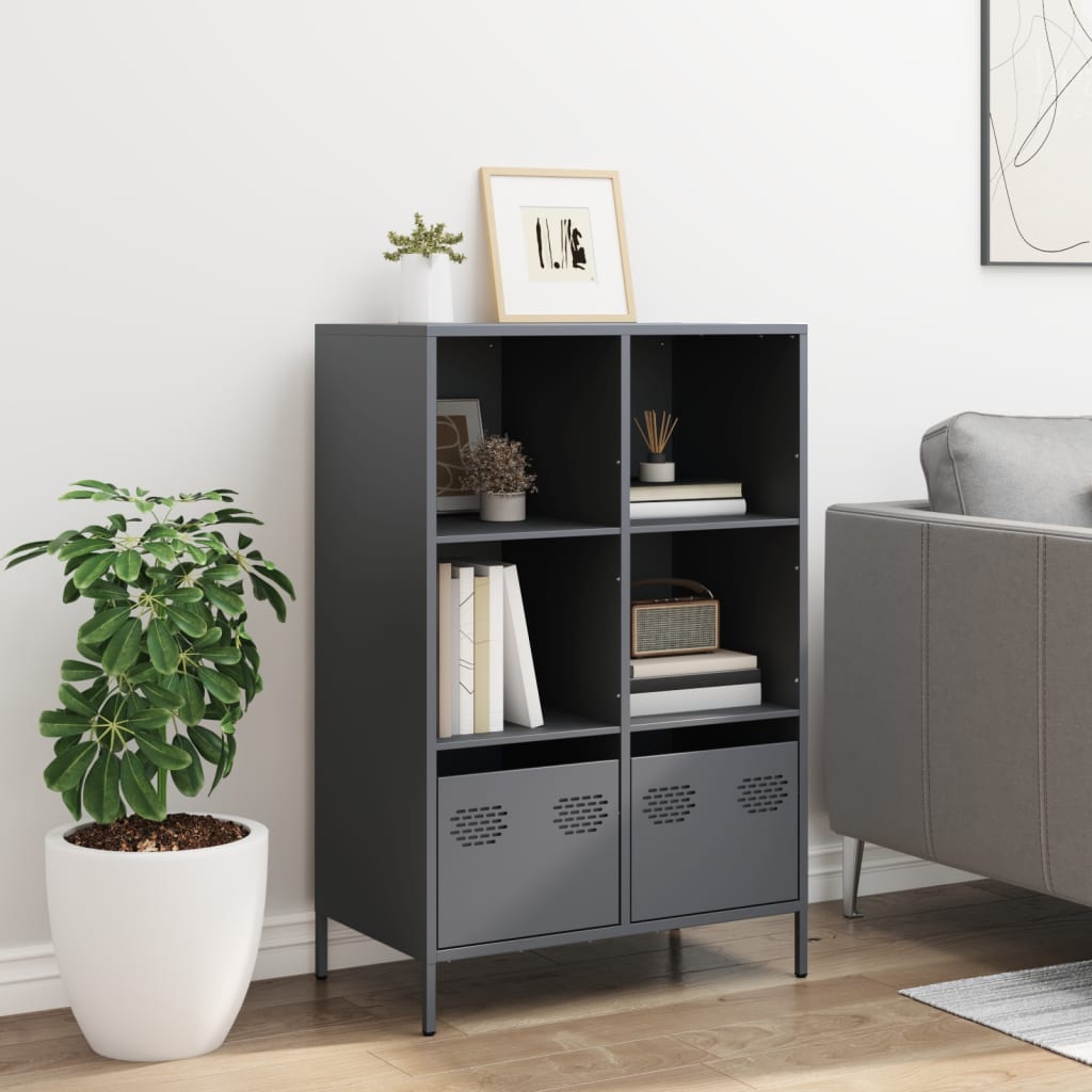 Buffet haut anthracite 68x39x103,5 cm acier - XIOS
