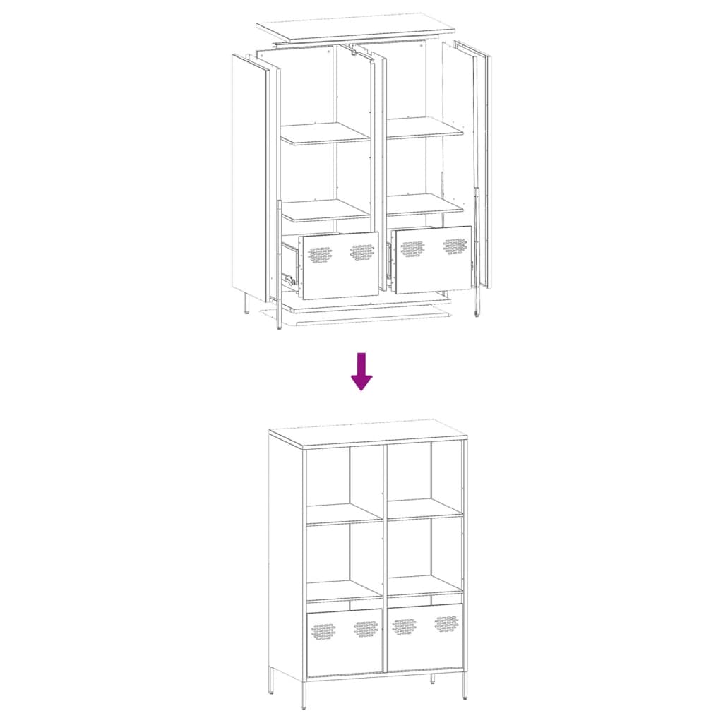 Buffet haut anthracite 68x39x103,5 cm acier - XIOS