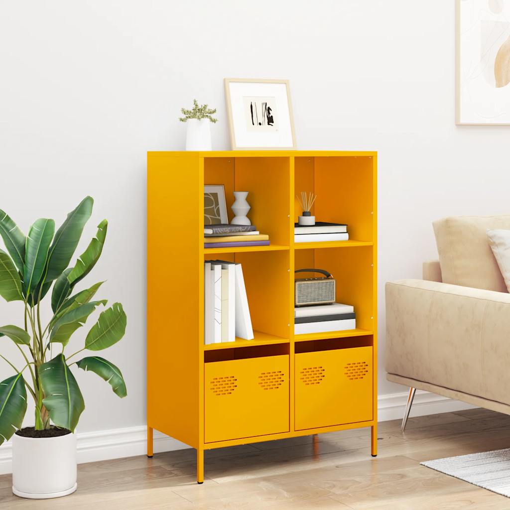 Buffet haut jaune moutarde 68x39x103,5 cm acier - XIOS