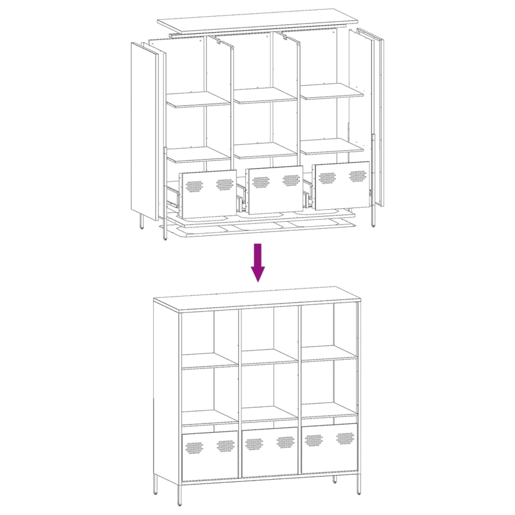 Buffet haut noir 101,5x39x103,5 cm acier - XIOS
