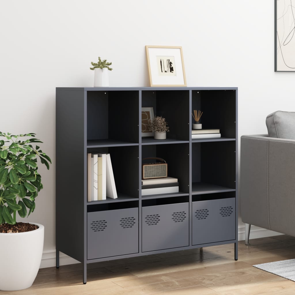 Buffet haut anthracite 101,5x39x103,5 cm acier - XIOS
