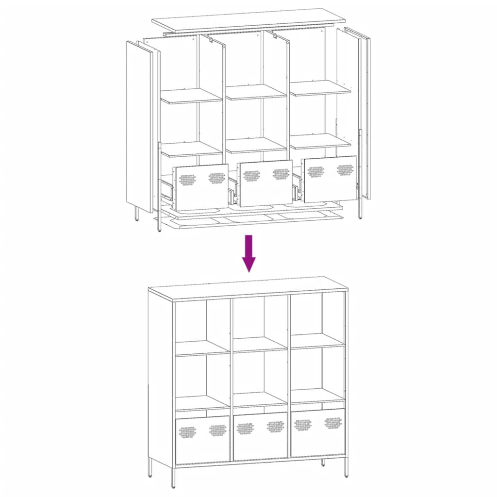 Buffet haut anthracite 101,5x39x103,5 cm acier - XIOS