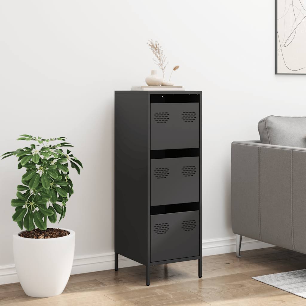 Buffet haut noir 39x35x103,5 cm acier - XIOS