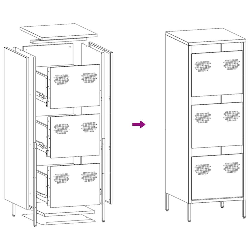Buffet haut rose 39x35x103,5 cm acier - XIOS