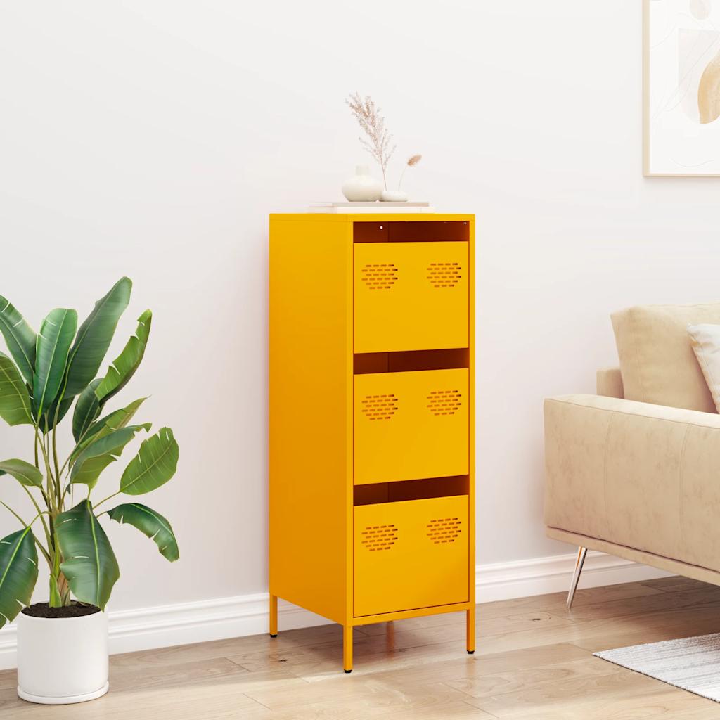 Buffet haut jaune moutarde 39x35x103,5 cm acier - XIOS