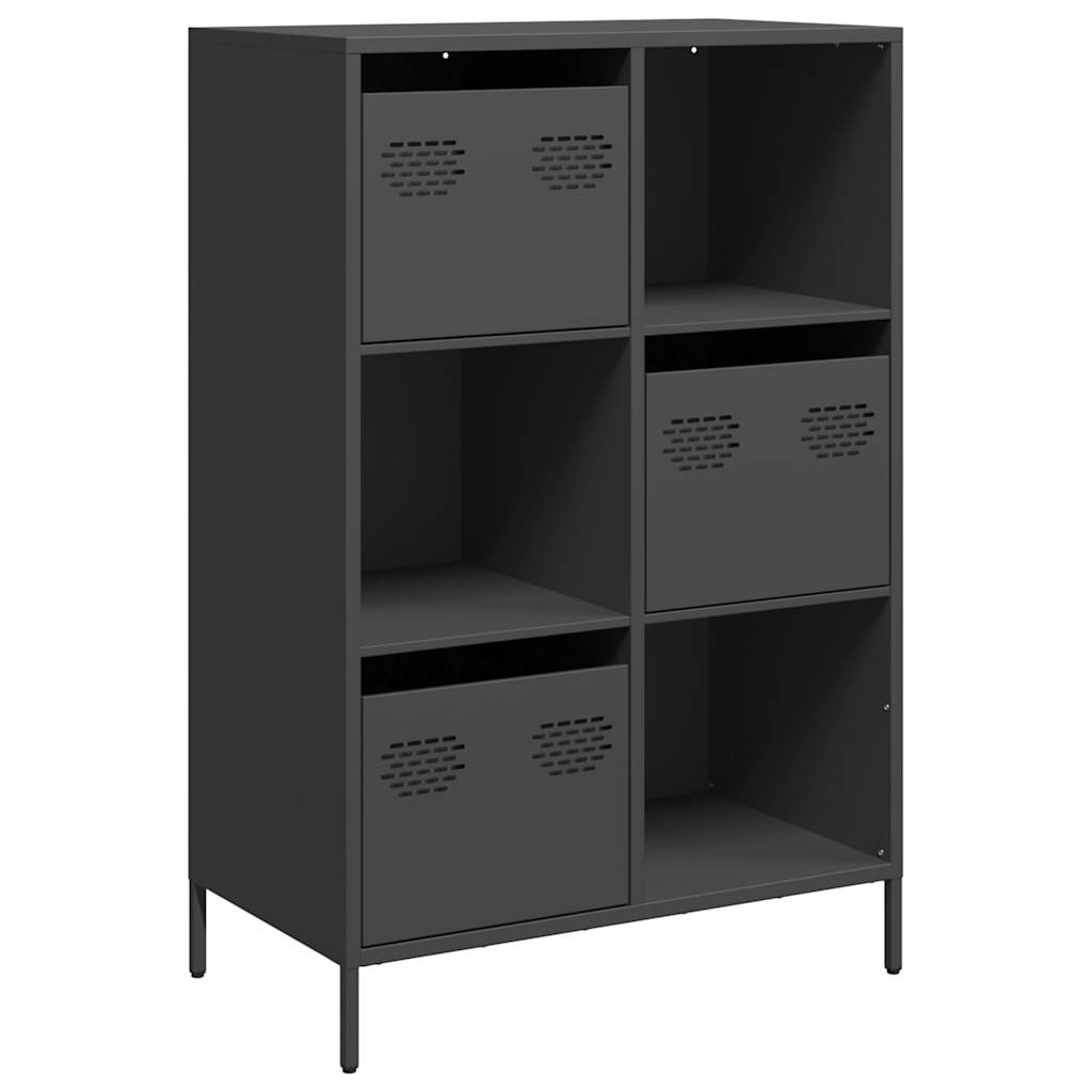 Buffet haut noir 68x39x103,5 cm acier - XIOS