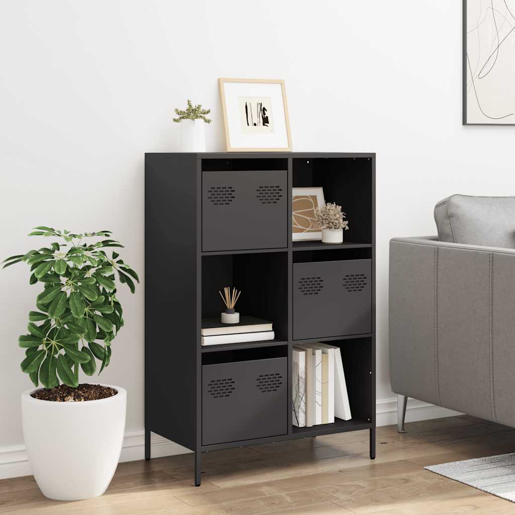 Buffet haut noir 68x39x103,5 cm acier - XIOS