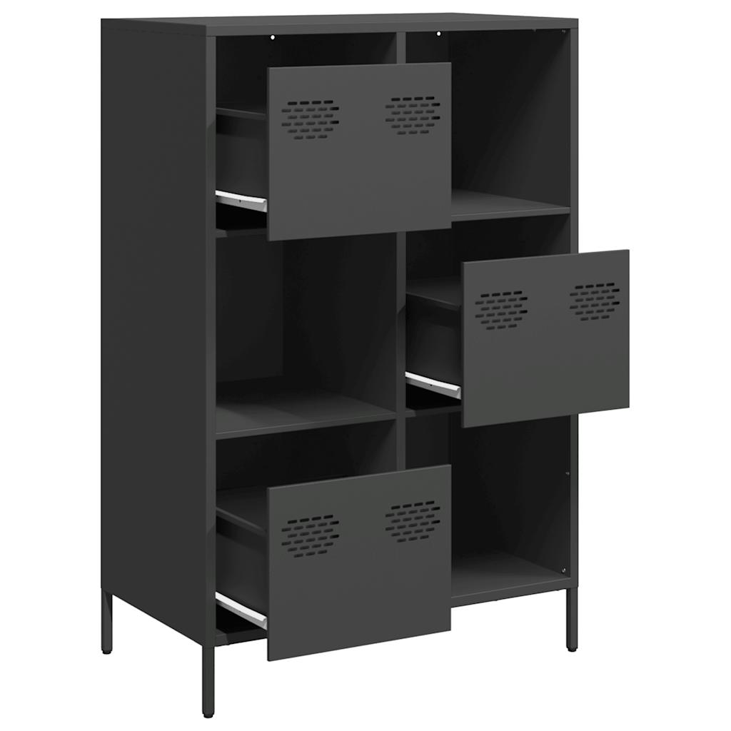 Buffet haut noir 68x39x103,5 cm acier - XIOS