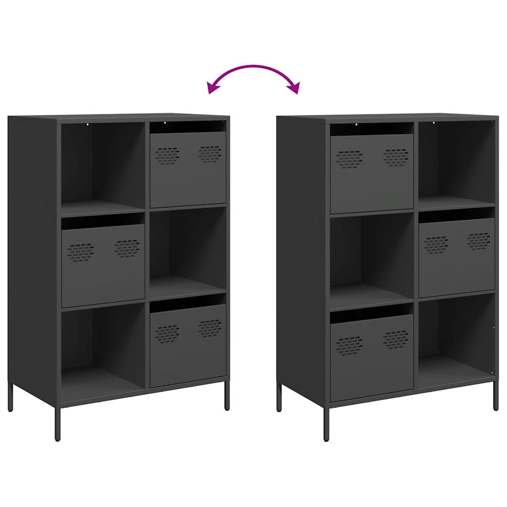Buffet haut noir 68x39x103,5 cm acier - XIOS