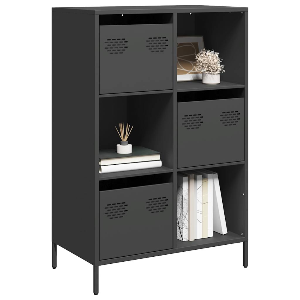 Buffet haut noir 68x39x103,5 cm acier - XIOS