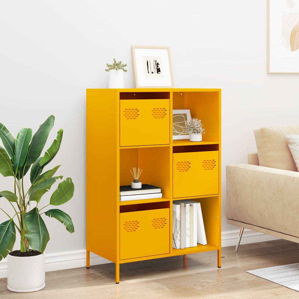 Buffet haut jaune moutarde 68x39x103,5 cm acier - XIOS