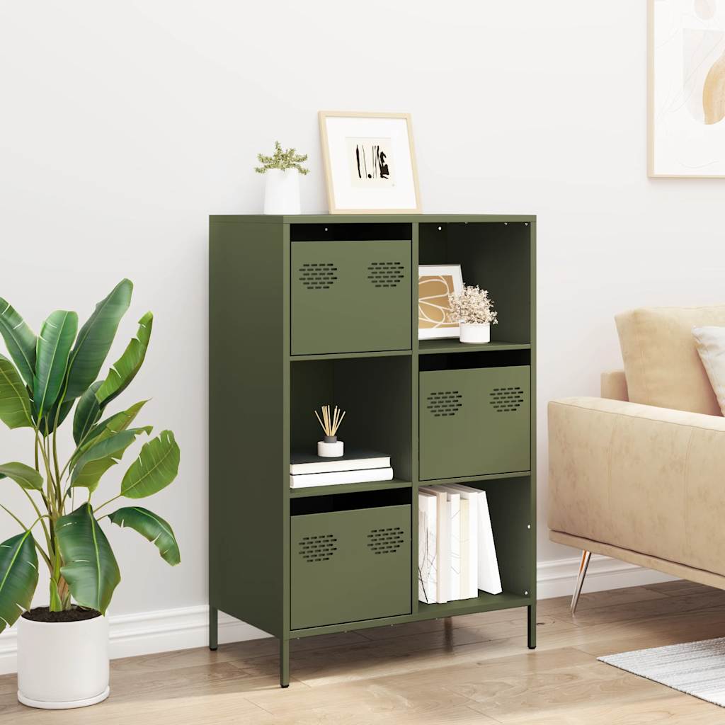 Buffet haut vert olive 68x39x103,5 cm acier - XIOS