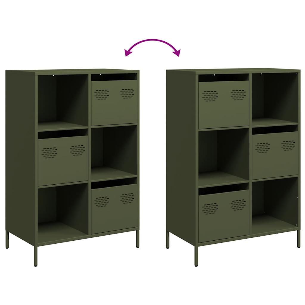 Buffet haut vert olive 68x39x103,5 cm acier - XIOS