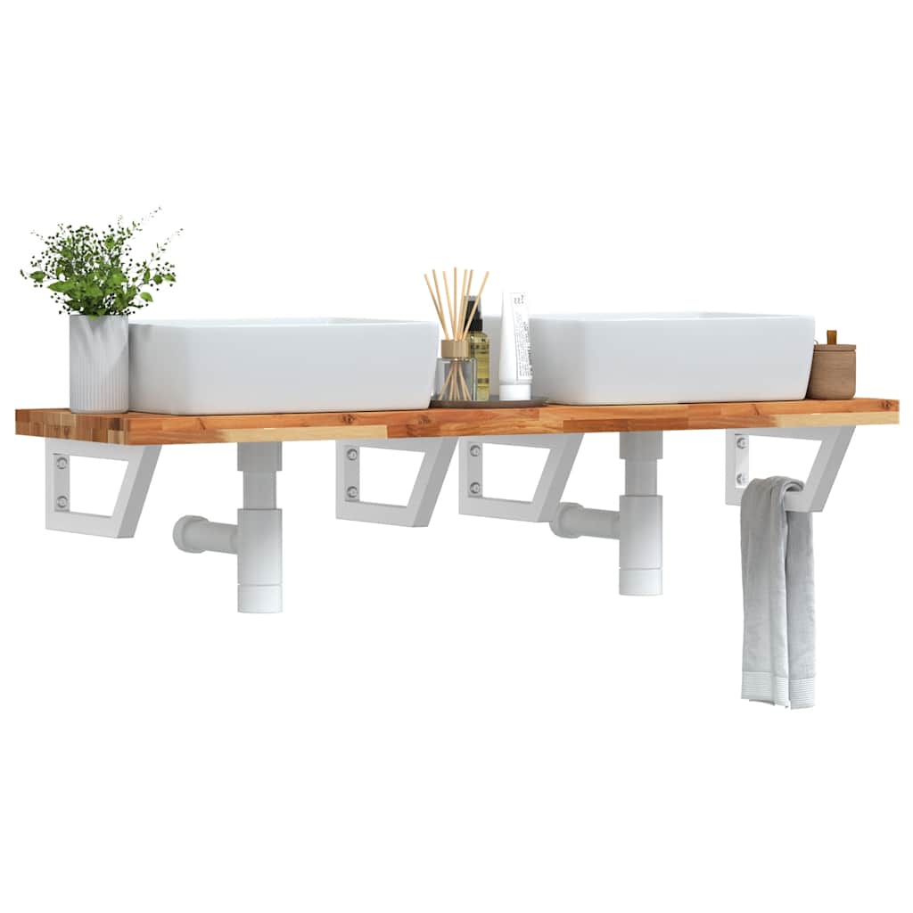 Étagère de vasque murale acier et bois massif d'acacia - XIOS